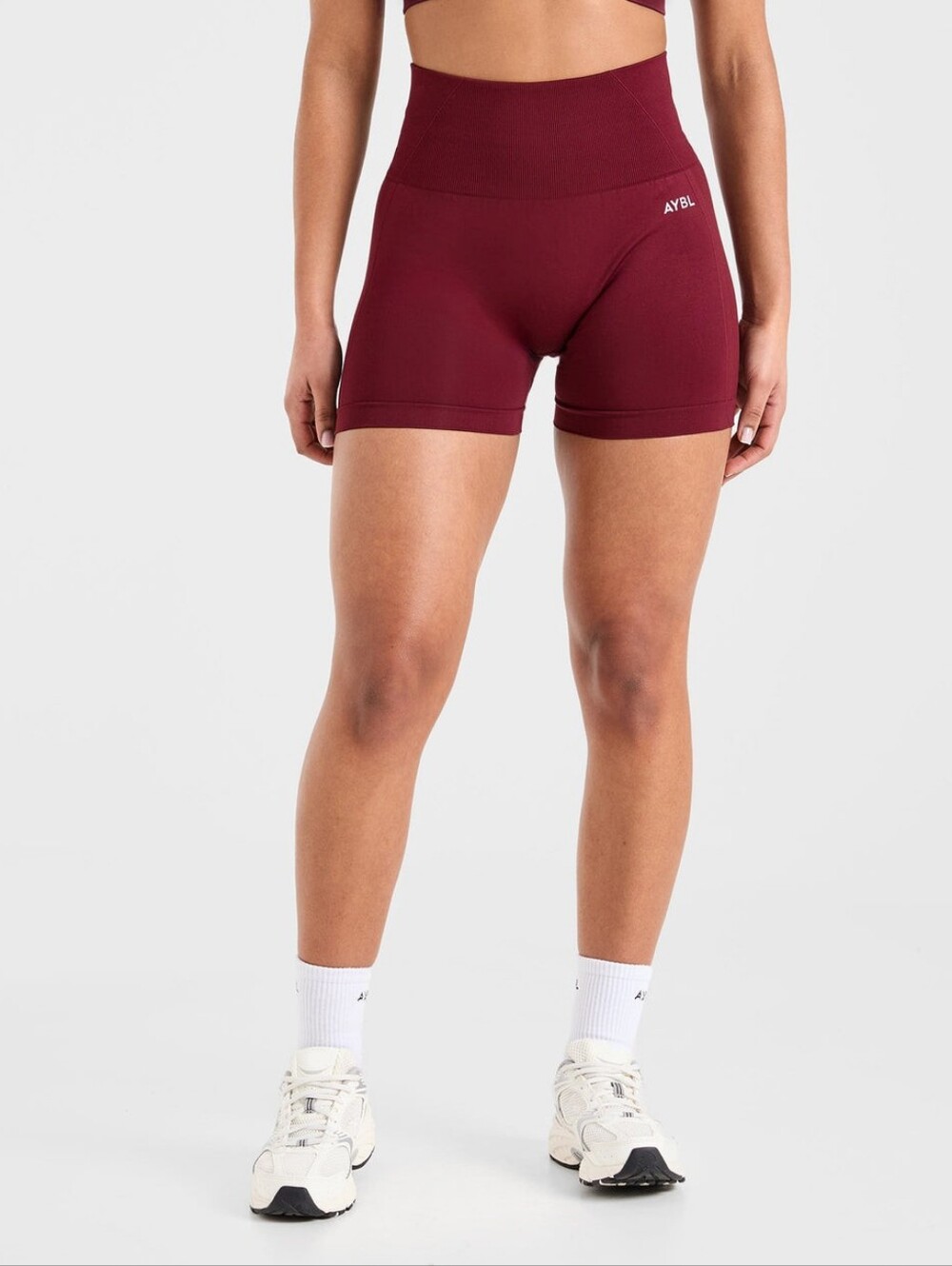 AYBL High-Waist Burgundy Athletic Bike Shorts Empower Seamless Shorts